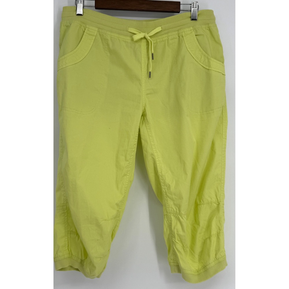 Jenna Rose Womens Lime Green Cotton Cropped Jogger Pants Drawstring Waist Sz 10